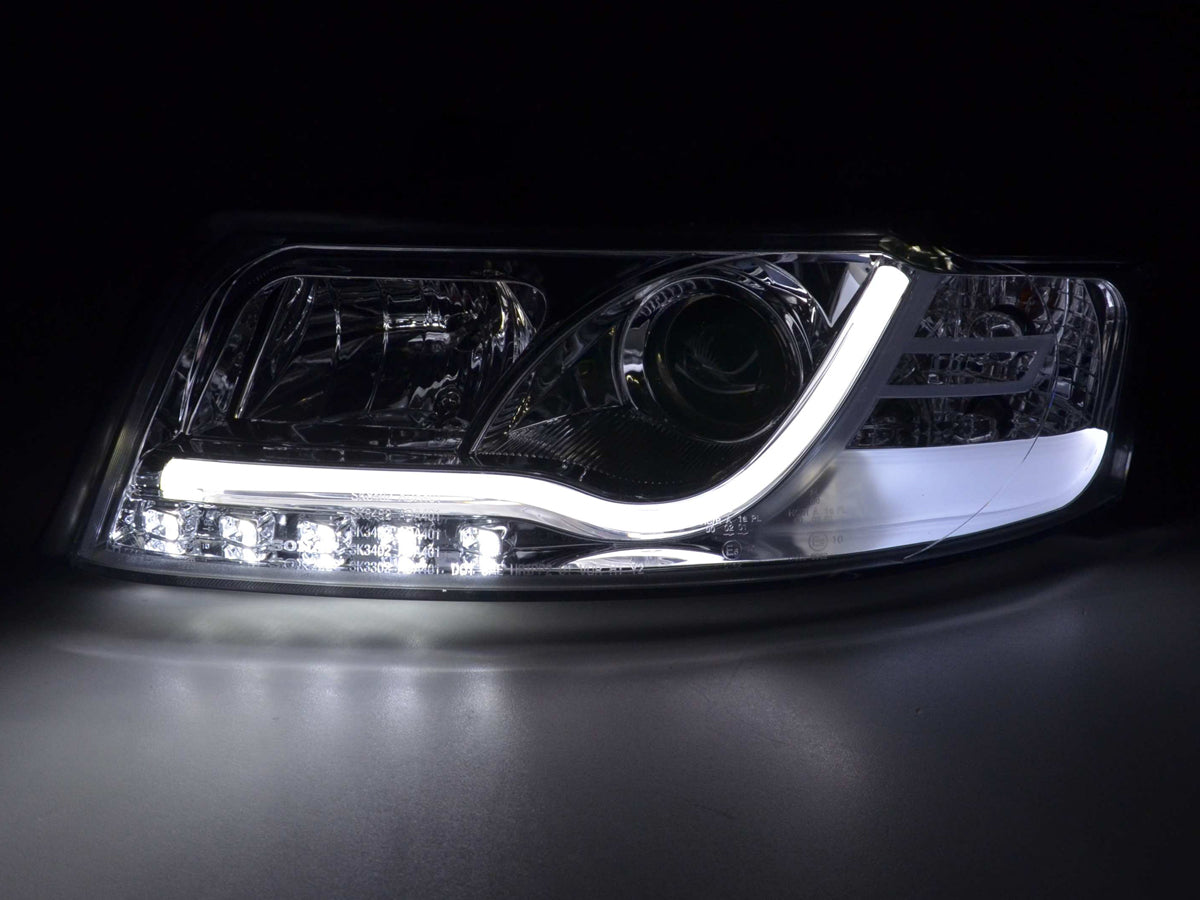 Scheinwerfer Set Daylight LED Tagfahrlicht Audi A4 Typ 8E 01-04 chrom Scheinwerfer Set Daylight LED Tagfahrlicht Audi A4 Typ 8E 01-04 chrom